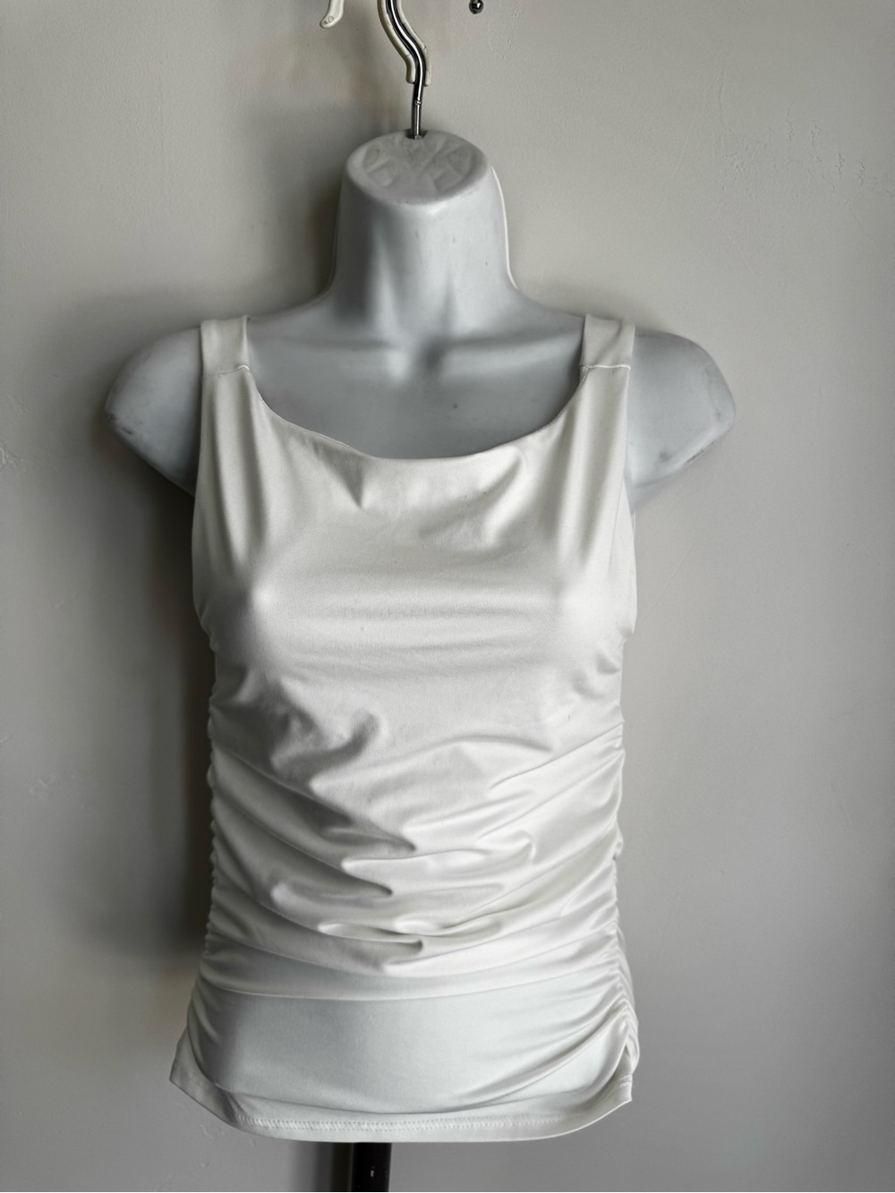 Sleek White Ruched Tank Top